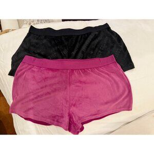Juicy Couture Womens 2-Pack Sleep Shorts In Black & Pink Velour Loungewear